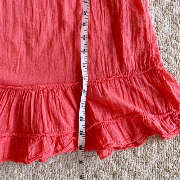 VERO MODA Sz S Off Shoulder Coral Cotton Crinkle Mini Dress - Picture 15 of 16